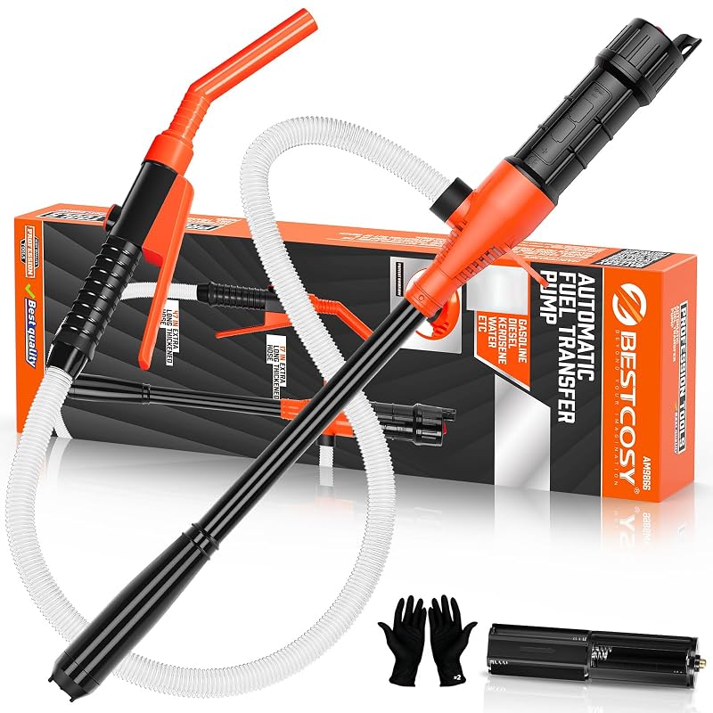Bomba portátil de transferência de combustível BestCosy alimentada por pilhas, laranja médio