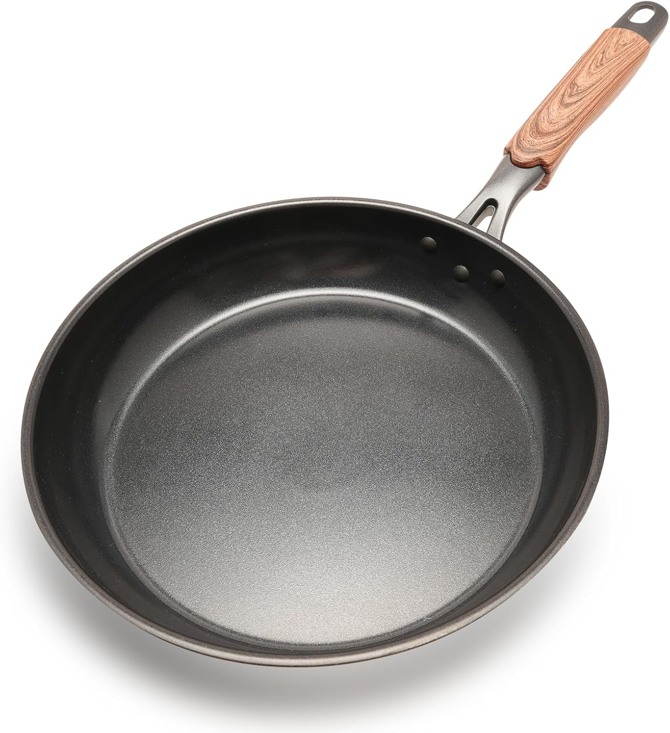 ZHANG XIAO QUAN SINCE 1628 Non Toxic Stainless Steel Pan, Ceramic Coated Aluminum Frying Pan, Nonstick Wok 11 Inch, Works on Induction, Electric Stove and Gas Cooktops Black-Stainless Steel 11”
