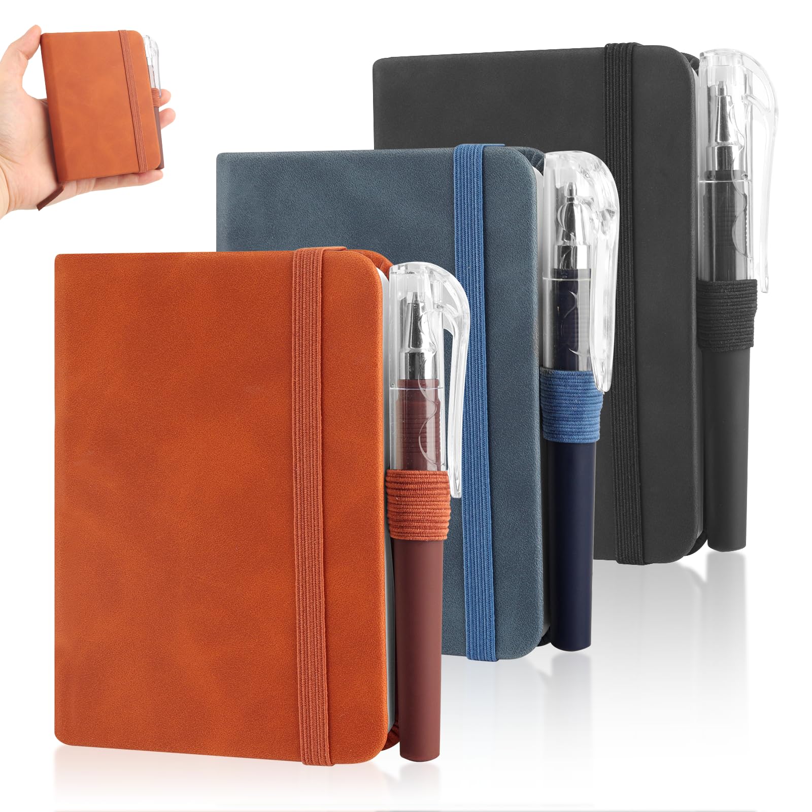 YiJiuBa A7 Notizbuch Set, 2/3 Stk Notebook, Notizbuch a7 Blanko, 200 Seiten Taschennotizbuch, Reisetagebuch, Ideal FüR Notizen, To-Do-Listen Oder Skizzen, Kinder (1, Schwarz, Dunkelblau und Braun)