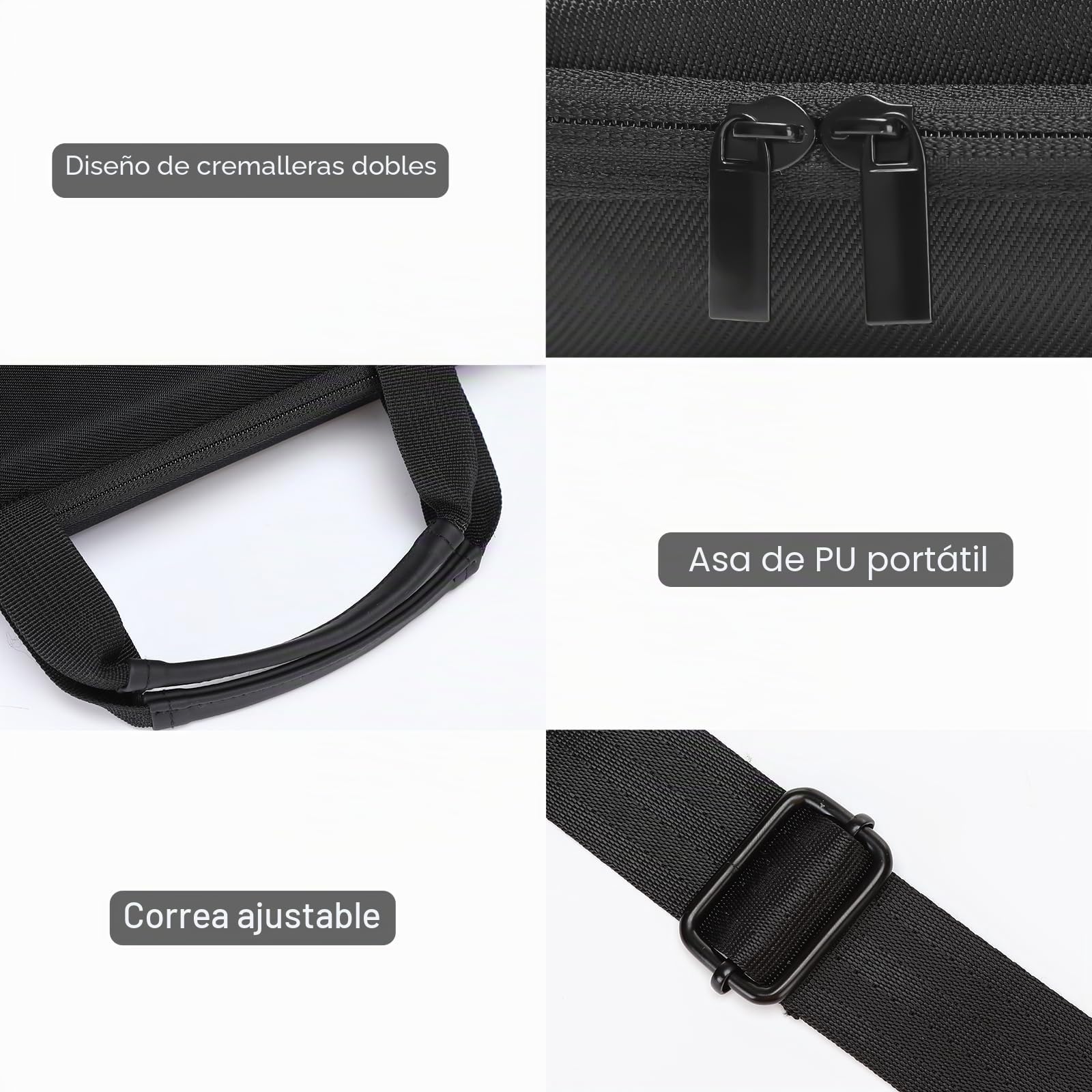MOSISO Funda Carcasa Portátil Hombre Mujer,15,6 Inch Ordenador Bolsa Compatible con MacBook, HP, Dell, Lenovo, Asus, 16 Pulgadas Laptop Bolsa con Frente Bolsillo&Bandolera&Correa,Negro