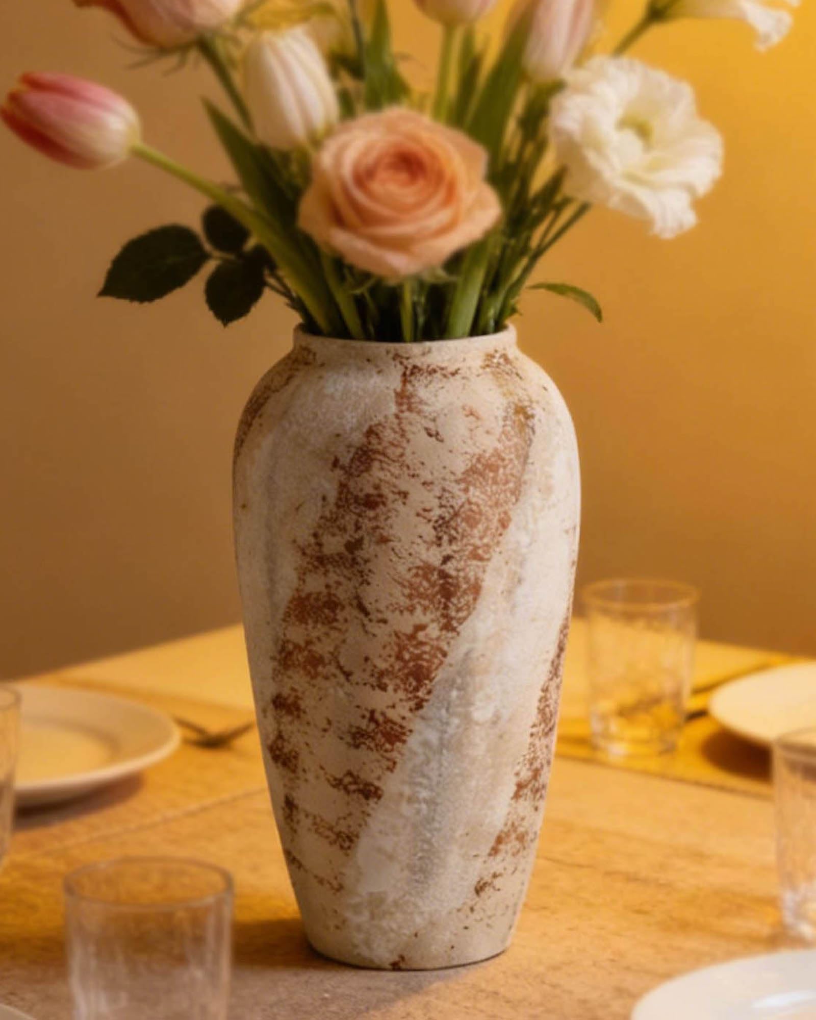 Duży Ręcznie Robiony Wazon Ceramiczny Wabi Sabi, 35 cm, Rustykalny