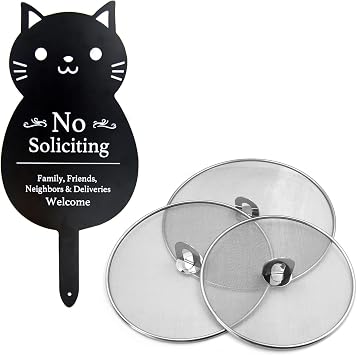 Splatter Screen with Funny Metal No Soliciting Sign for House Bundle