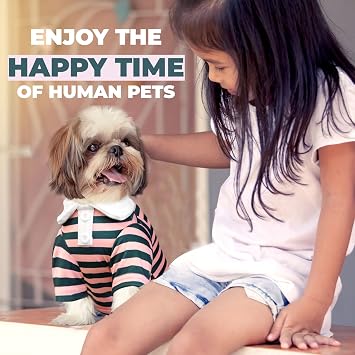 BAEJMJK Cute Dog Shirt Boy Girl Dog Clothes Striped Collared Polo T-Shirt for Small Medium Dogs Cats Soft Breathable Pet Puppy Outfits(Pink,XX-Large)