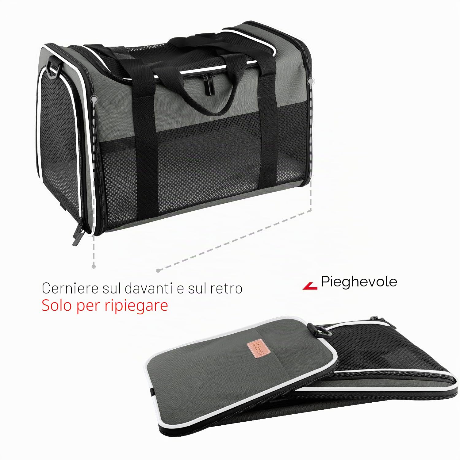 Trasportino per gatti, cani e animali domestici, portatile e pieghevole, con lati morbidi, fino a 6,8 kg, approvato dalle compagnie aeree