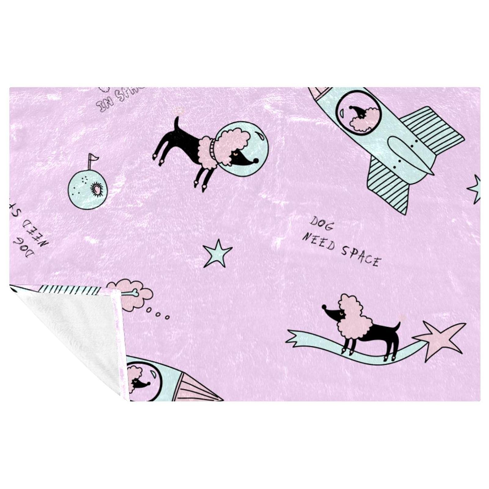 Couverture douce motif caniche 150x100 cm pour lit et canapé