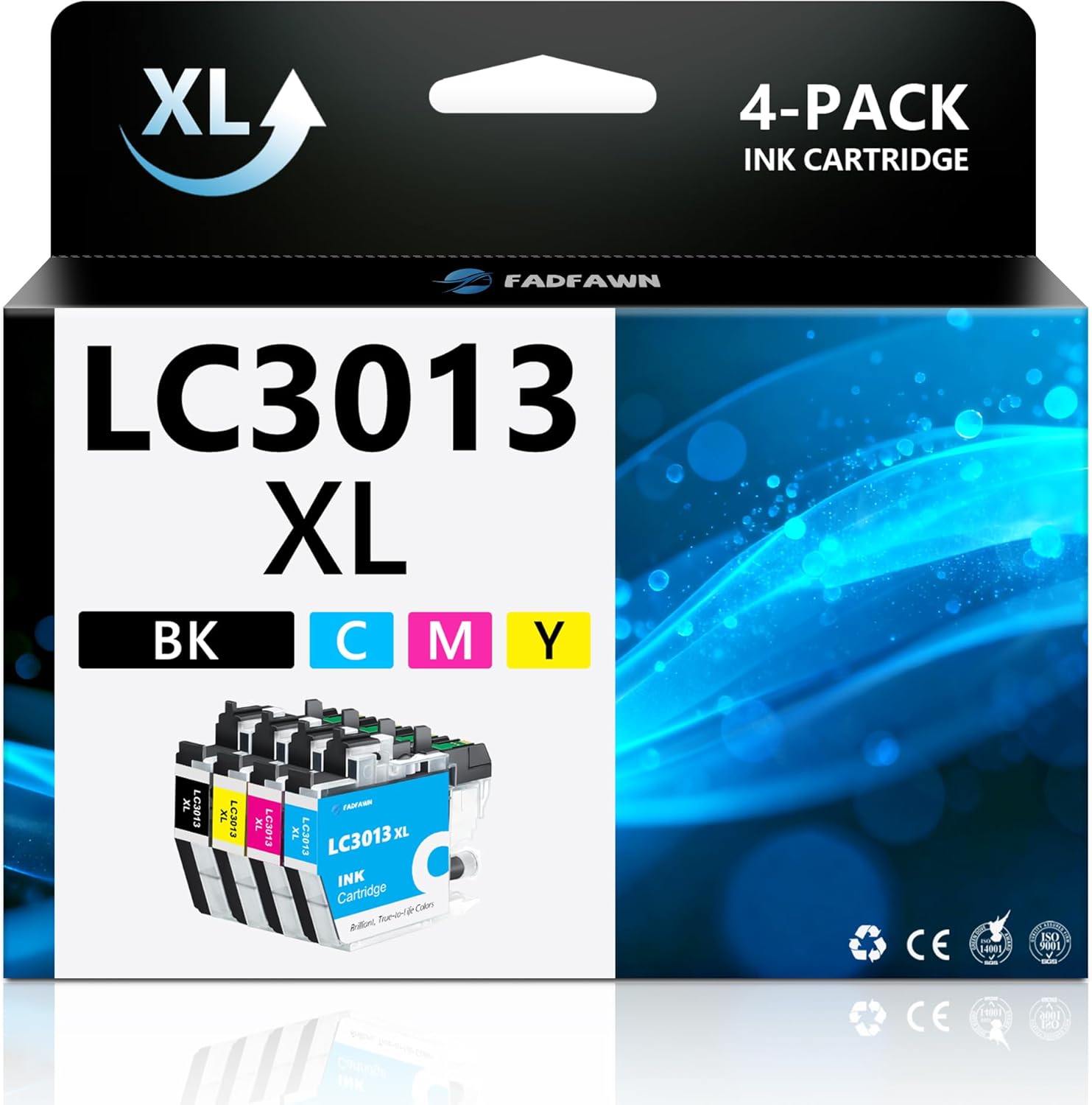 LC3013XL Ink Cartridges 4 Pack High Yield Replacement for Brother LC3013 LC3011 for MFC-J491DW MFC-J497DW MFC-J690DW MFC-J895DW Printer (BK/C/M/Y)
