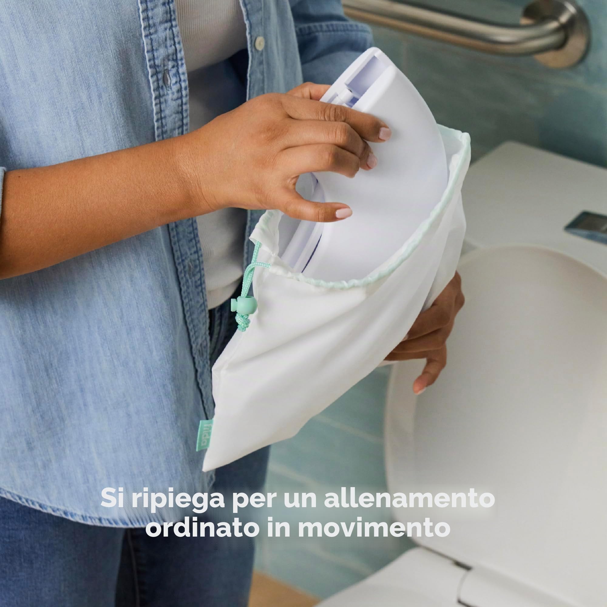 Frida Baby Vasino portatile pieghevole per WC, sedile da viaggio pieghevole per bambini, adatto per WC rotondi e ovali, base antiscivolo, maniglie, borsa da viaggio inclusa