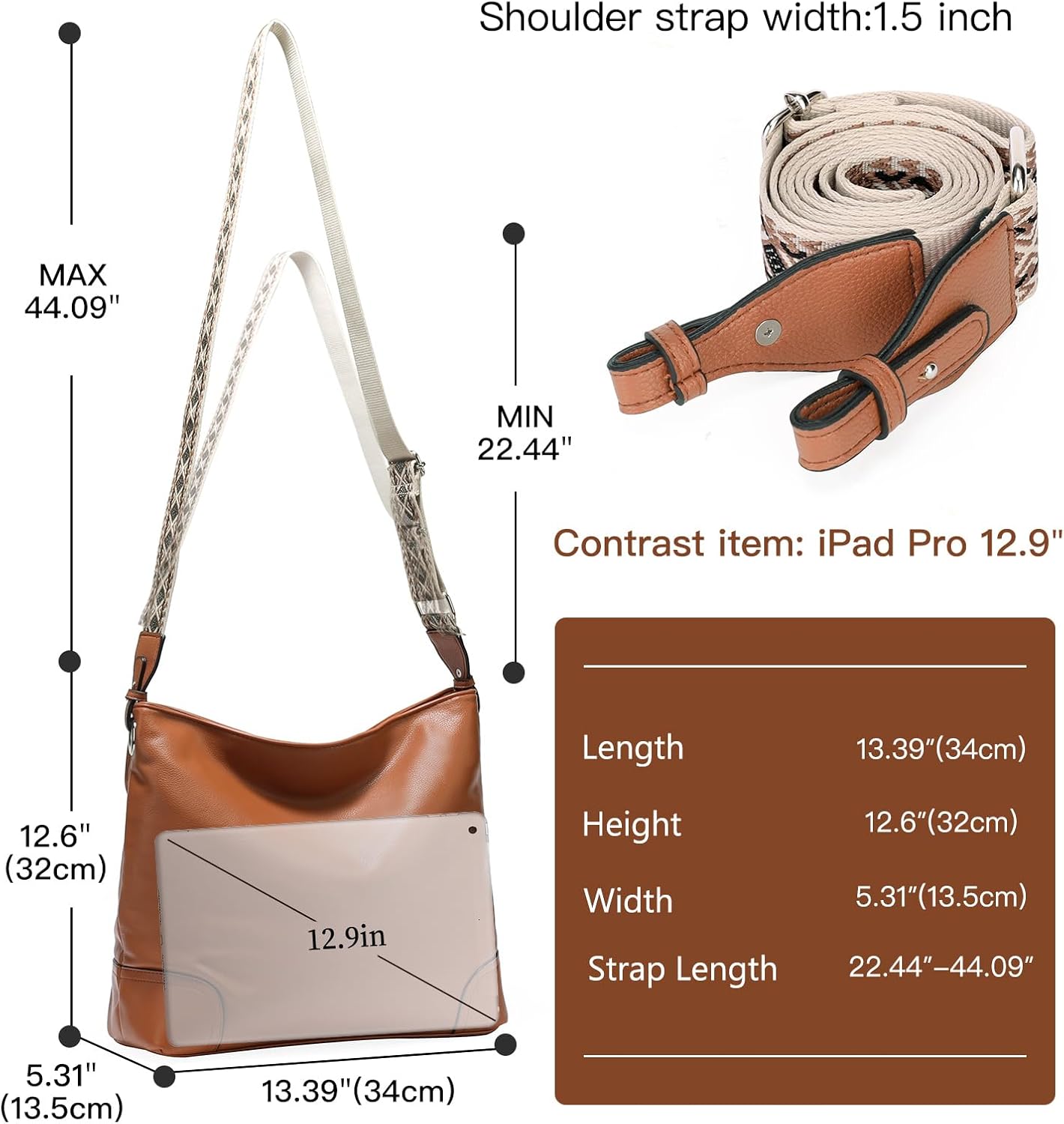 SENDEFN Women's Soft PU Leather Tote Shoulder Bag, Hobo Crossbody Shoulder Handbag, Big Capacity Ladies Travel Purse - Image 5