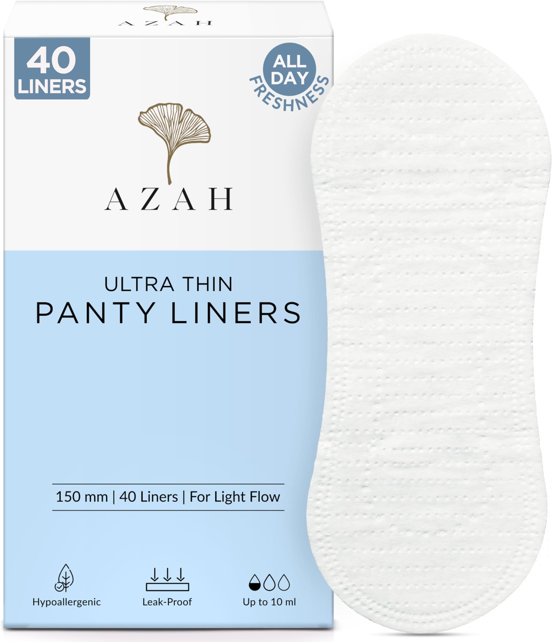 Azah Panty Liners for Women Daily use (Pack of 40) | Cottony Soft Sanitary Pads for Women | Pantyliners Pads Perfect For White Discharge & Light Spotting | Panty Liner Pads Sanitary Napkins