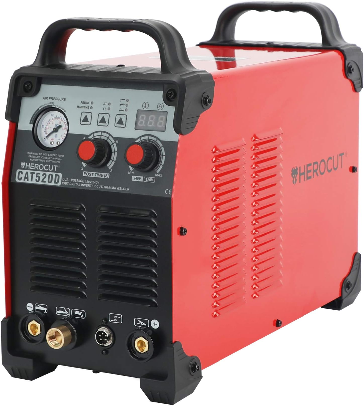 Plasma Cutter, HeroCut Digital CAT520D Dual Voltage 110/220v HF Arc Starting Plasma/Tig/Stick Welder 3 in 1 Combo Inverter Welding Machine, 12mm Clean Cut, 16mm Servance Cut #50Amps 65PSI (CAT520D)