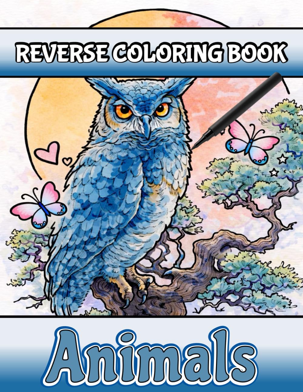 Reverse Coloring Book Animals: Single Color Coloring Book for Adults Teens with Draw In Line Calming Watercolor Pages with Animals, Meditation Creative Minds and Mindful Drawing