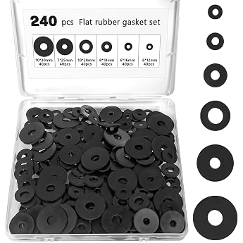 Pack of 240 Rubber Washers Diameter 12/16/18/20/25/30 mm Plastic Washers Black Wear-Resistant Waterproof