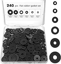 240 Pcs Rubber Washers Assortment Kit, 12/16/18/20/25/30 mm Black Rubber Gasket, Vibration Absorbing Sealing Washer for Bolts Faucets Screws Garden Hose Shower Head (6 Sizes)