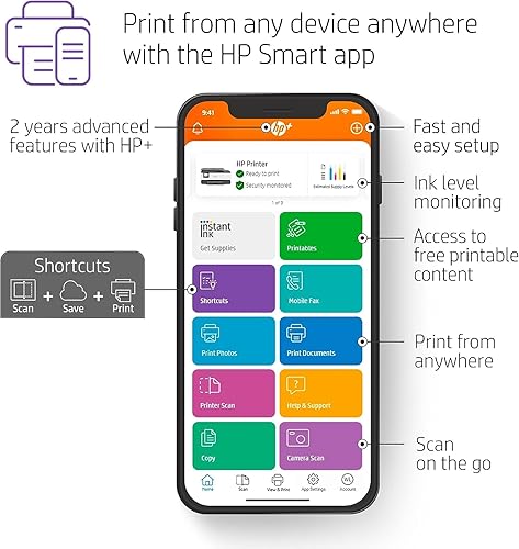 Miniatura 4 de HP OfficeJet Pro 8034e Impresora inalámbrica a color todo en uno con 1 tinta instantánea de año completo (renovada Premium), color blanco