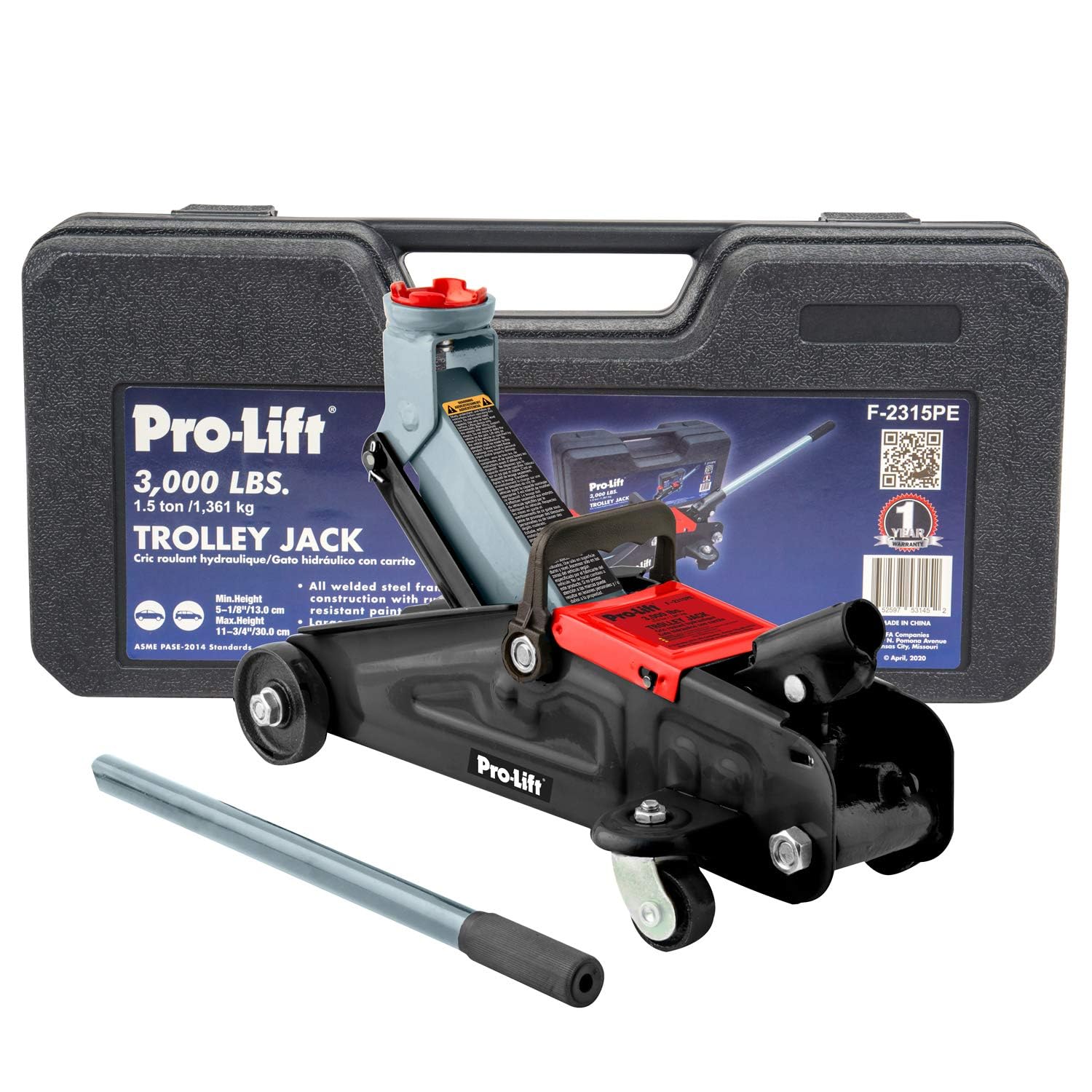 Pro-LifT F-2315PE Grey Hydraulic Trolley Jack Car Lift with Blow Molded Case-3000 LBS Capacity, 12 Inch, Black — Amazon image 3