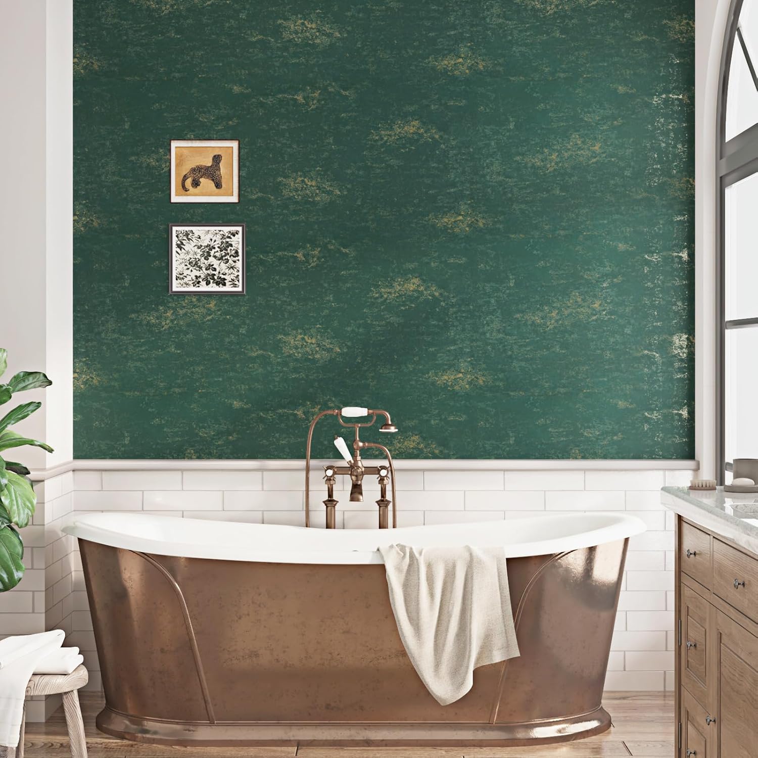 Emerald Green Marble Contact Paper Teal Gold Matallic Wallpaper Peel and Stick Countertops Renter Friendly Textured Wall Paper Granite Wallpaper for Kitchen Bathroom Bedroom Cabinets Liner