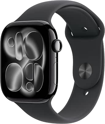 Apple Watch Series 11 GPS 46mm Smartwatch with Jet Black Aluminum Case and Black Sport Band