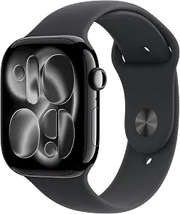 Apple Watch Series 11 GPS 46mm Smartwatch with Jet Black Aluminum Case and Black Sport Band