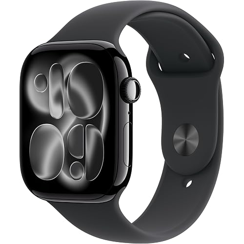 Apple Watch Series 11 [GPS 46mm] Smartwatch with Jet Black Aluminum Case with Black Sport Band - M/L. Sleep Score, Fitness Tracker, Health Monitoring, Always-On Display, Water Resistant