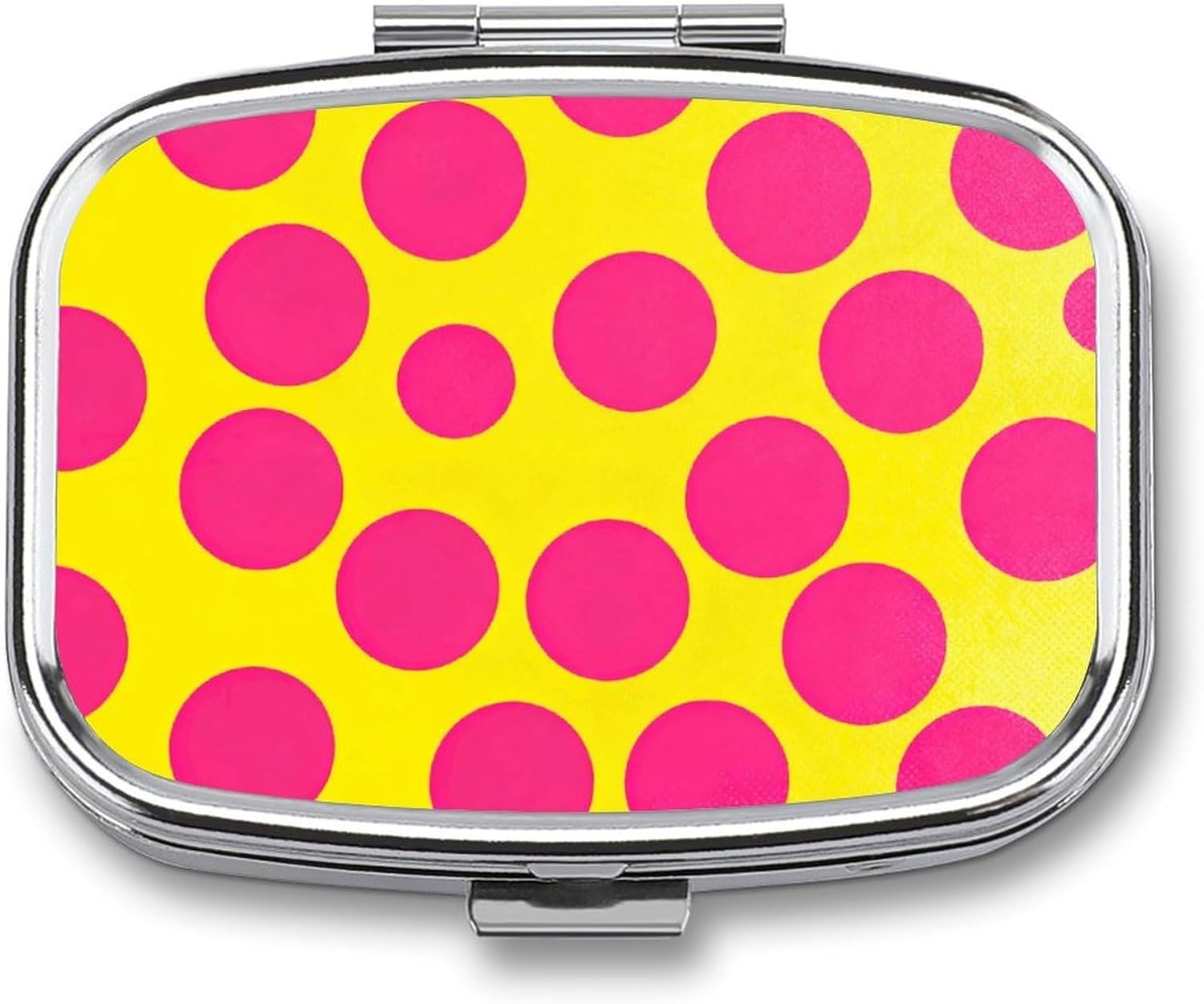 Pink Spot Square Pill Case, Metal Pill Organizer