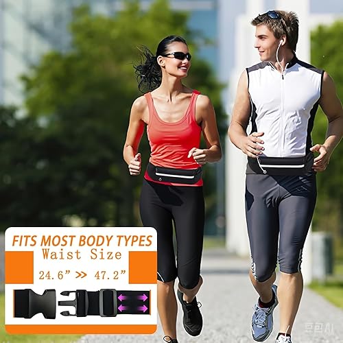 Miniatura 4 de Cinturón delgado para correr sin rebote para mujeres y hombres, riñonera impermeable con bolsillos de secado rápido y reflectante nocturno