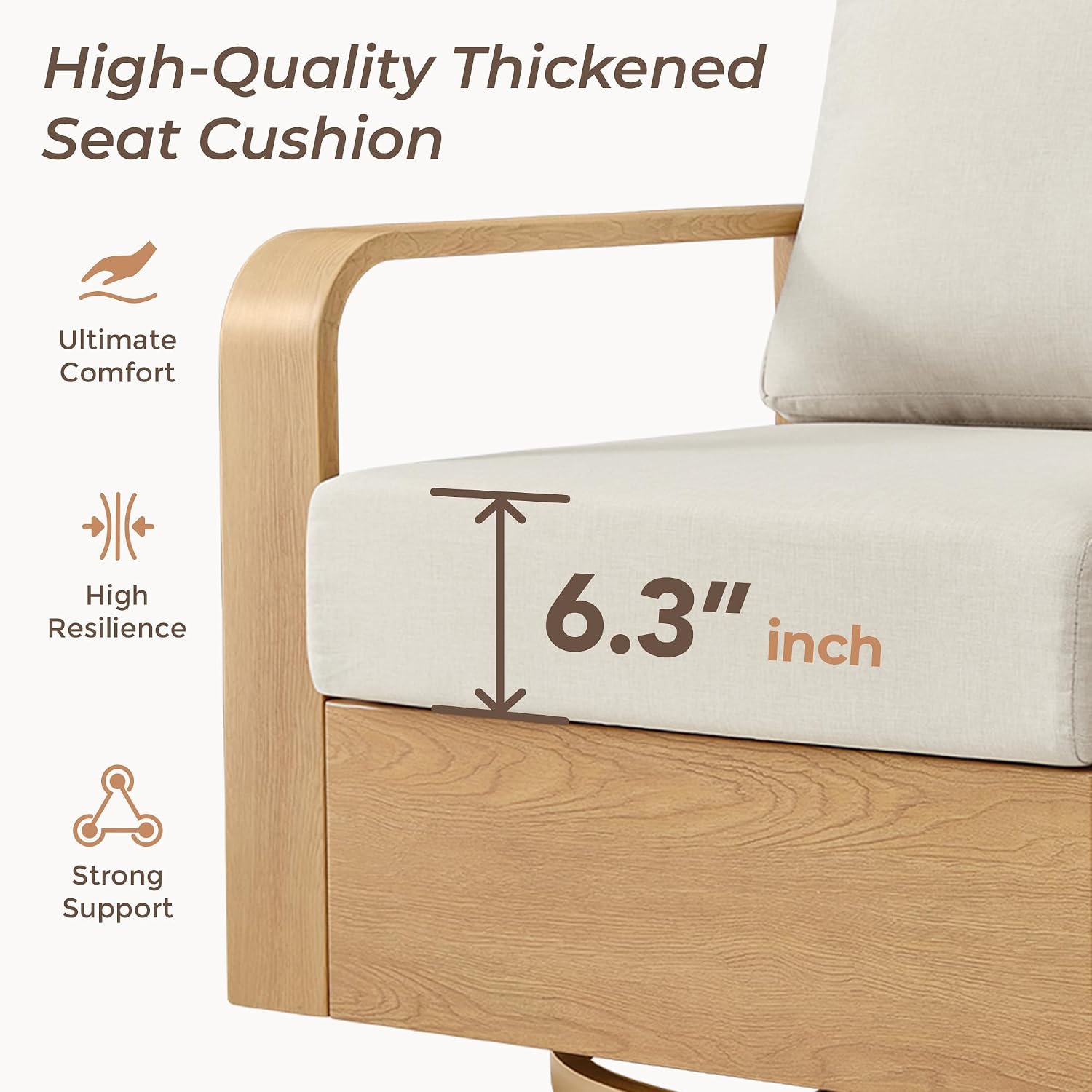 CHITA Aluminum Outdoor Swivel Chairs, Outdoor Furniture Set with 6.3in Thick High-Resilient Cushions & 100% Aluminum Frame, Modern Outdoor Patio Furniture Sofa Set for Poolside, Deck, Balcony