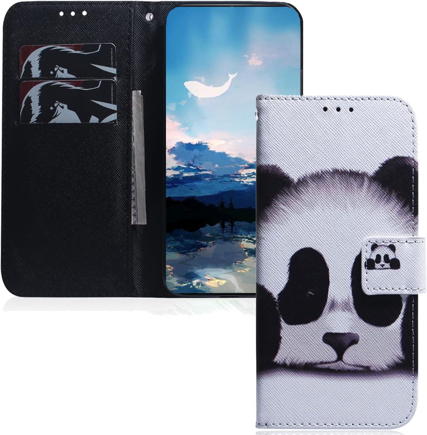QIWEIQING Compatible with Google Pixel 7 Case Cool Animal PU Leather 3D Effect Magnetic Clasp Shockproof Bookstyle Card Holder Stand Folio Flip Cover for Google Pixel 7.Panda TX