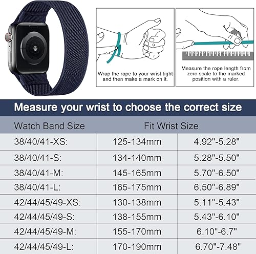 Miniatura 8 de HILIMINY - Paquete de 10 correas elásticas compatibles con Apple Watch de 1.496 in, 1.575 in, 1.614 in, 1.654 in, 1.732 in, 1.772 in, 1.772 in,