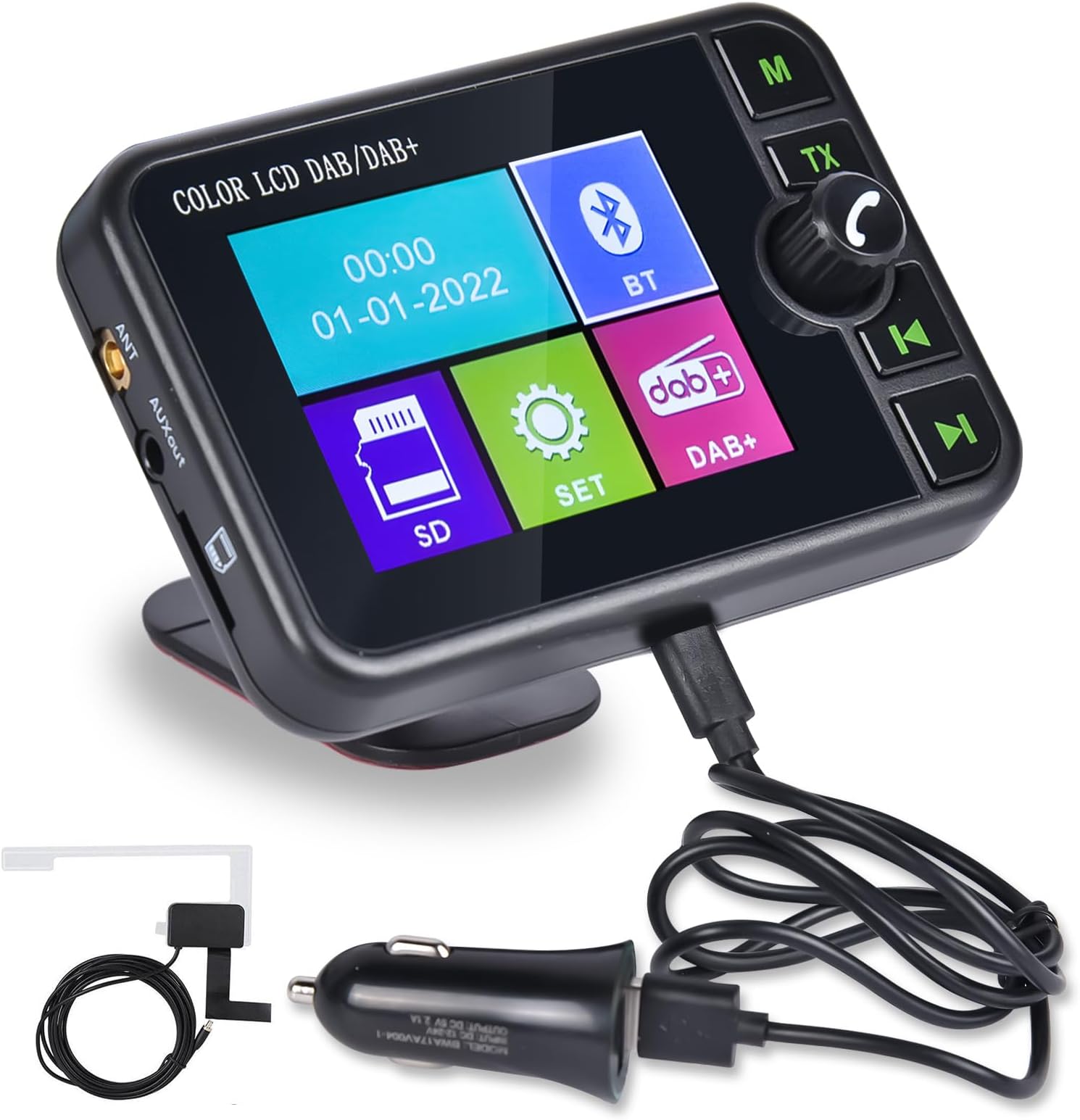 – Hikity USB DAB DAB+ Digital Receiver Adaptor with Antenna for Car Stereo Receiver Bluetooth 2.4" LCD Display DAB Digital Car Radio Adapter