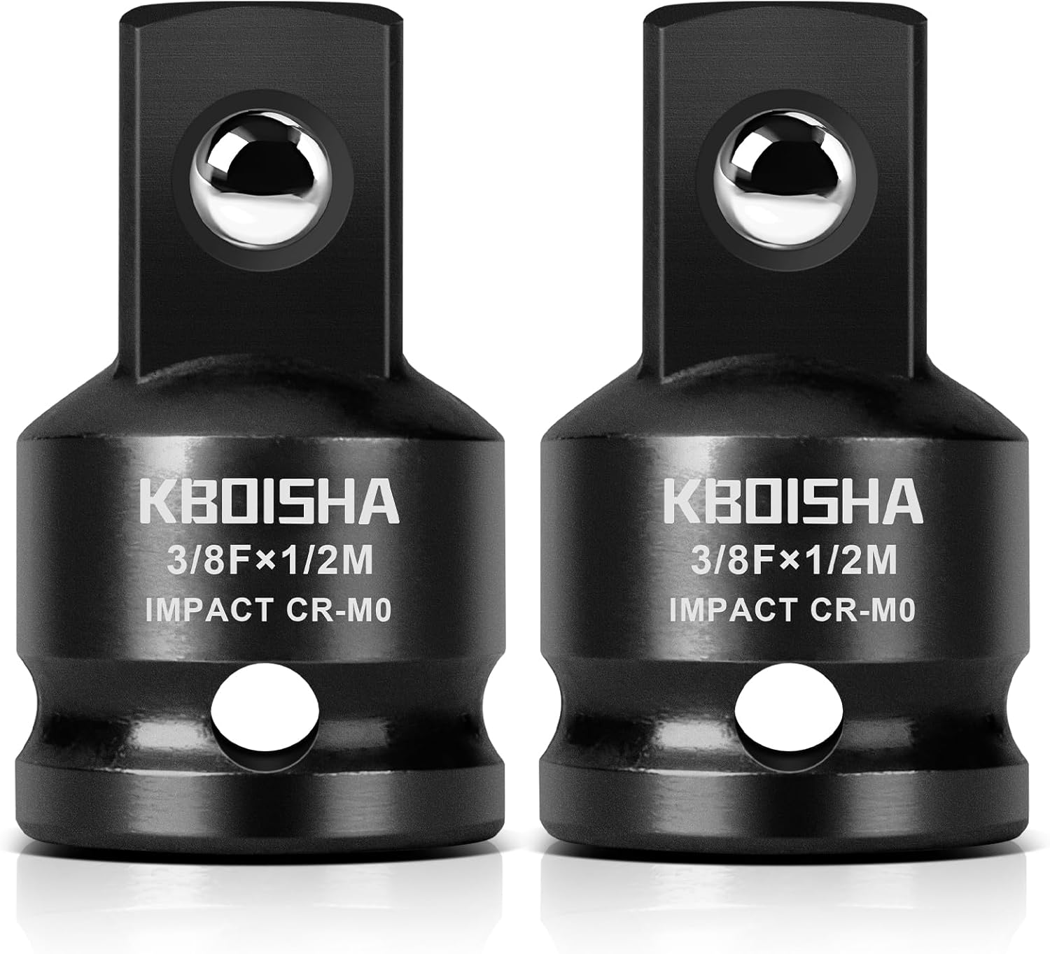 KBOISHA 2-Piece 3/8" Female to 1/2" Male Impact Socket Adapter Set, 3/8" Drive Impact Driver Conversions CR-MO Socket Reducer for Breaker Bar, Impact Wrench