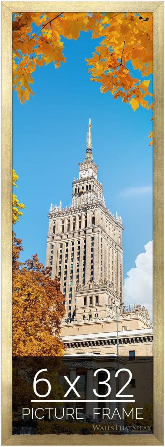 wallsthatspeak 6x32 Gold Picture Frame for Puzzles Posters Photos or Artwork