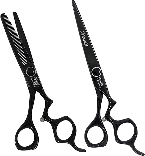 Miniatura 1 de Kashi - Juego de tijeras profesionales de corte de pelo de 7 pulgadas y tijeras de adelgazamiento de 6.5 pulgadas, acero cobalto