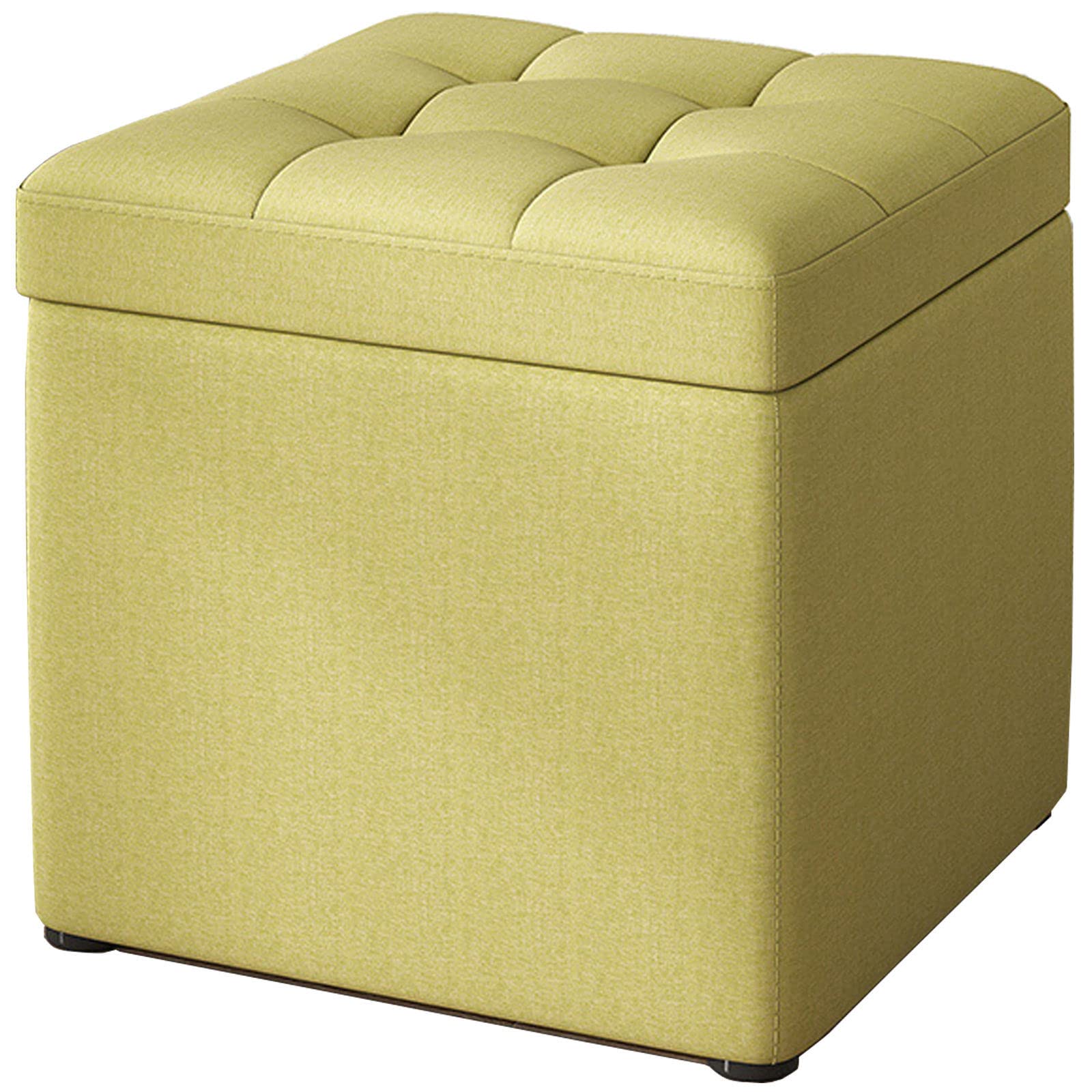 LMMIAOZ Portable Green Fabric Cube Storage with Clamshell Design for Living Room Bedroom Small Footrest Stool