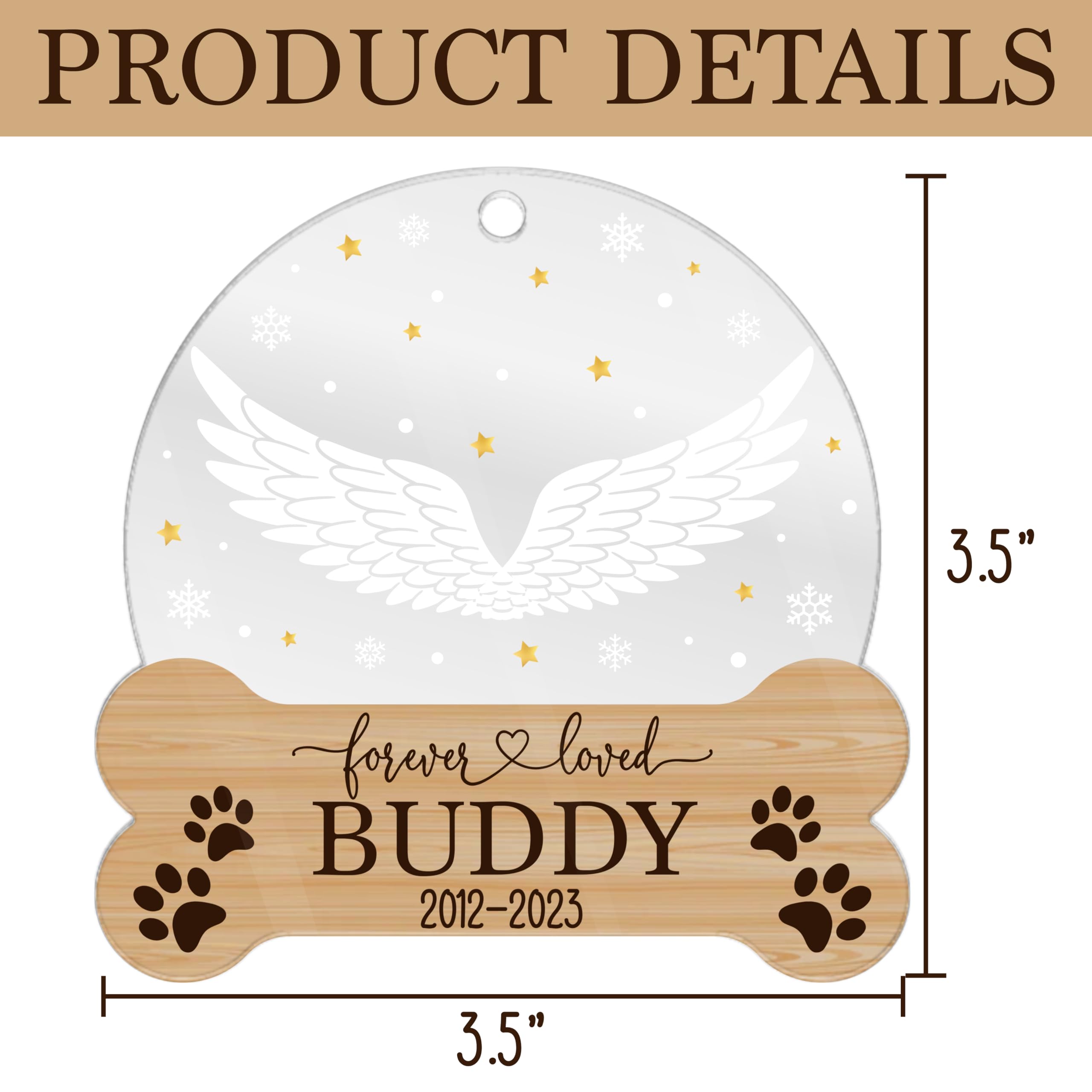 Dog Memorial Gifts, Personalized Dog Photo Ornaments for Christmas Tree w/Name & Date, Acrylic, Dog Memorial Gifts for Loss of Dog, Custom Pet Memorial Ornament, Pet Sympathy Gifts