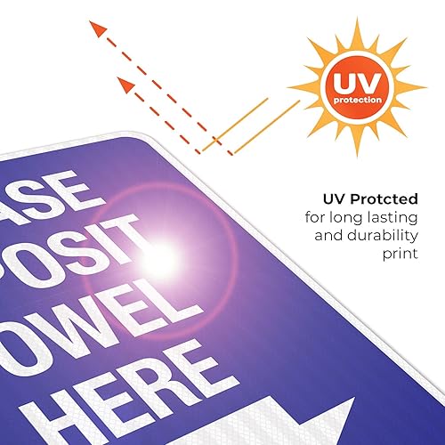 Miniatura 23 de Please Deposit Towel Here with Downward Arrow Sign, 12x18 Inches, 3M EGP Reflective .063 Aluminum, Fade Resistant, Made in USA