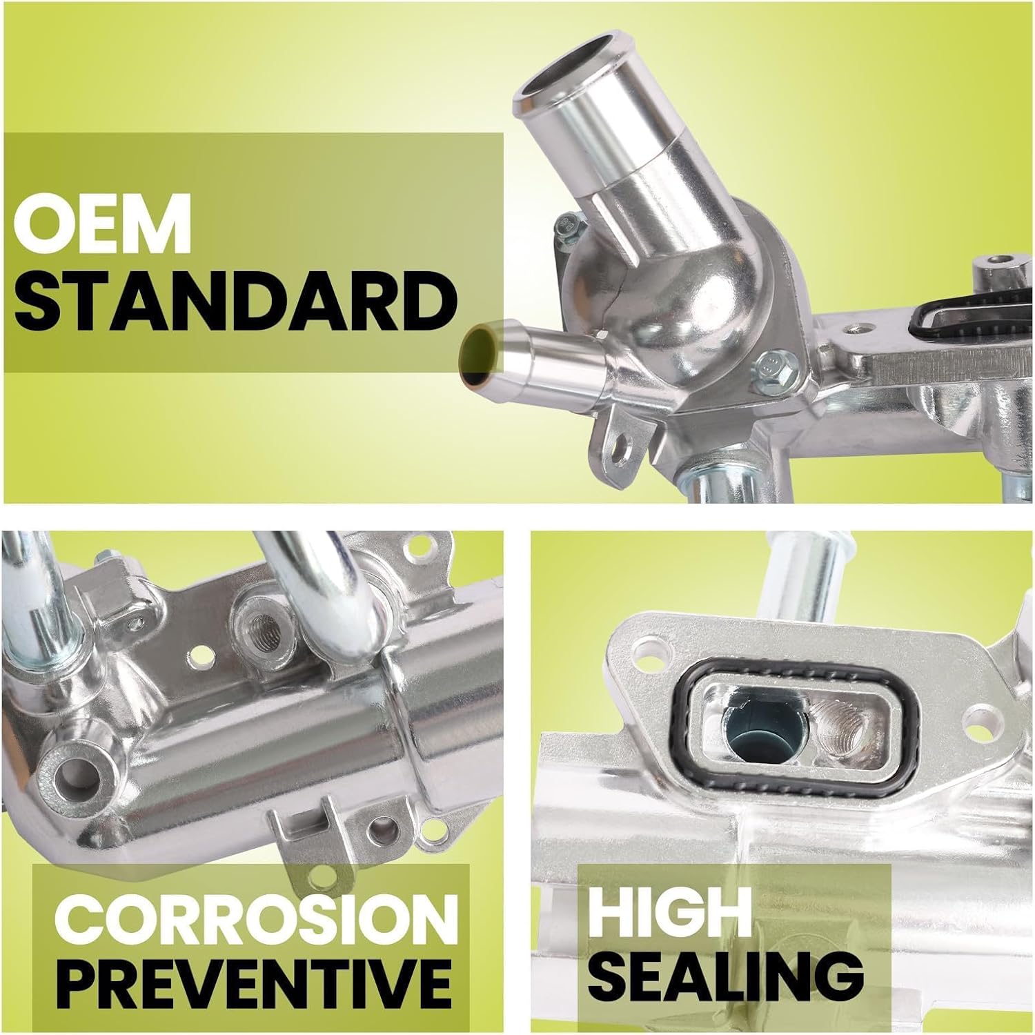 Engine Coolant Thermostat Housing Assembly Compatible with 2010-2017 Buick Allure Regal Verano 2008-2017 Chevrolet Malibu Cobalt HHR Equinox Orlando 2010-2017 GMC Terrain 2007-2010 Pontiac Saturn 2.4L