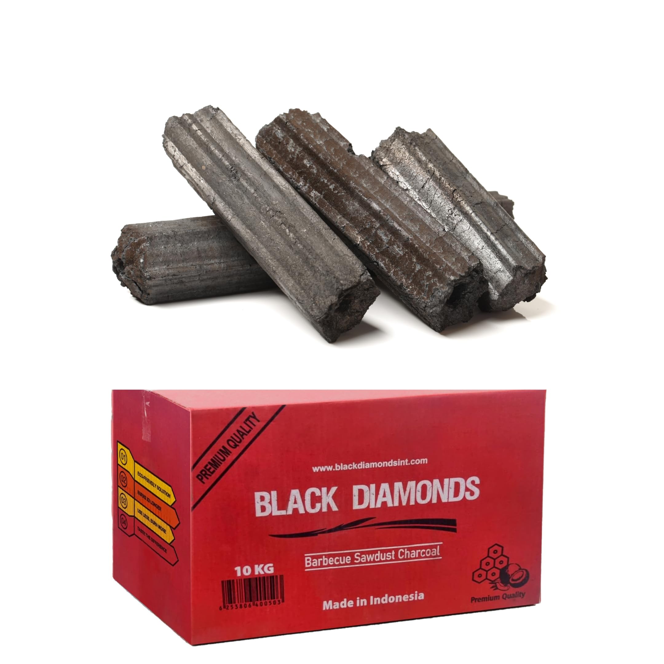 BLACK DIAMONDS 100% Natural Sawdust Charcoal Briquettes for BBQ Grilling and Camping Bonfire (Sawdust, 5x20CM)