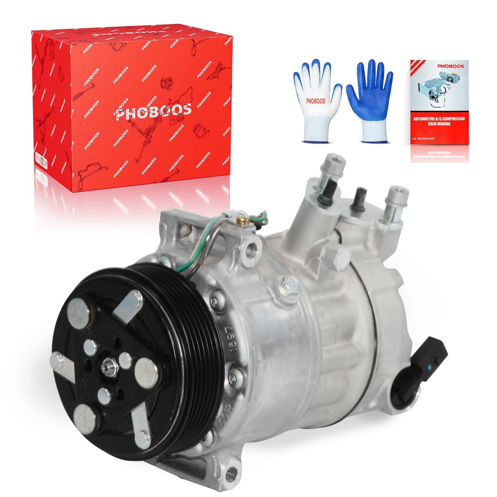 Photo 1 of PHOBOOS A/C compressor with Clutch Compatible with Volkswagen Jetta 2016-2018, Passat 2016-2018, Beetle 2017, Fast Cooling, Low Noise, Easy Installation, Ref. CO-1697C
