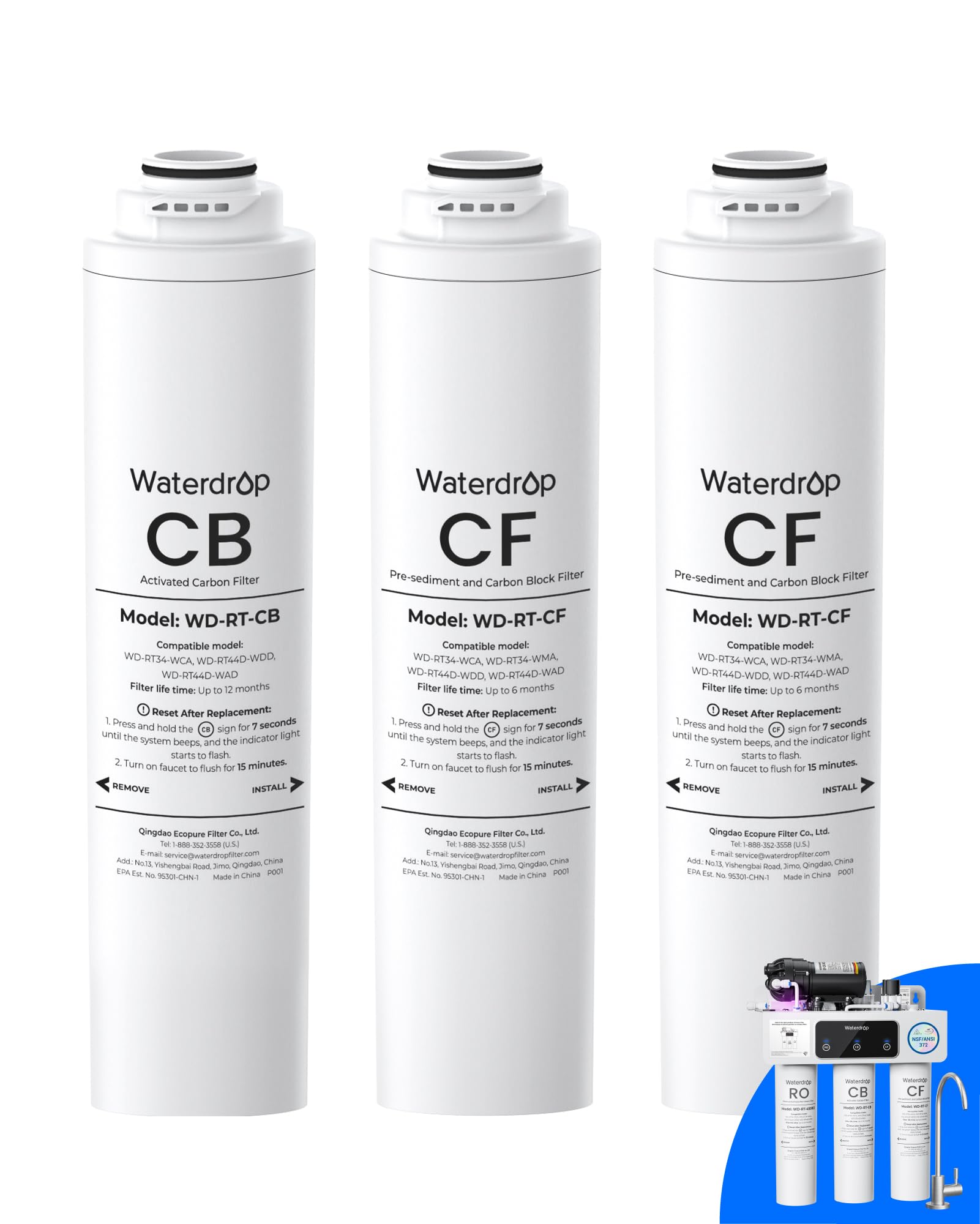 Waterdrop RT-2CFCB Filterset für T3-C Tankloses RO-System