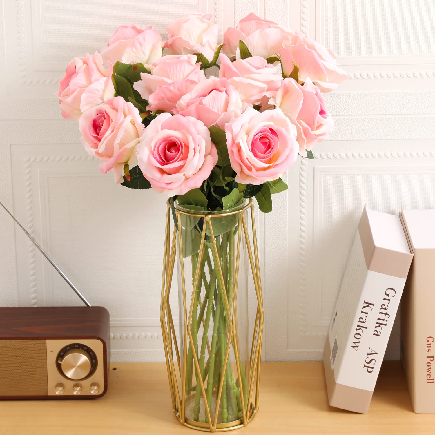 Namaak ivoor echte touch rozen bruidsboeket, crème witte bruidsboeketten, gebroken witte rozen kunstbloemen boeketten, roos corsages - België