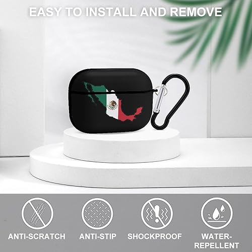Miniatura 3 de Mapa de la bandera de México, compatible con AirPods Pro, funda protectora de auriculares de carga suave con llavero