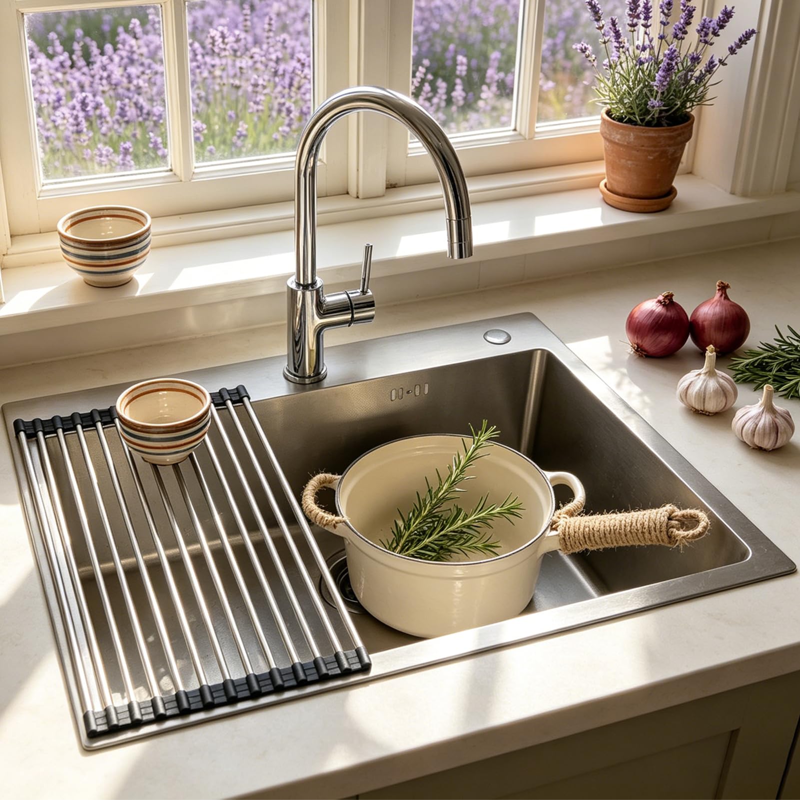 Stainless Steel Drop in Kitchen Sink, Stainless Steel Grid Multifunction Sink, Large Single Bowl Kitchen Sink, Drain Strainer Set Compatibility with Various Workstation Styles(Silver#1,60x45cm) — image 1