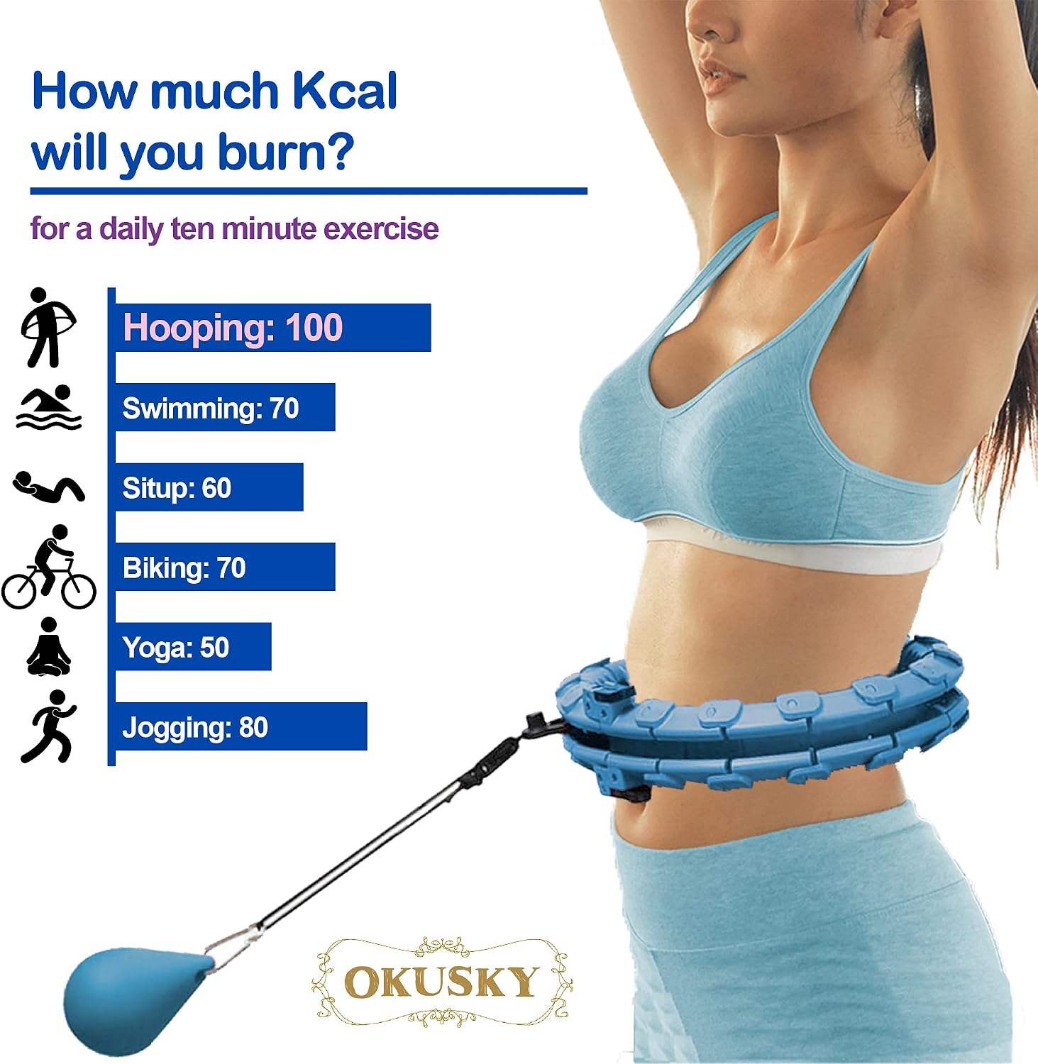 OKUSKY | Smart Hula Weighted Hoops | Smart Hoola Weighted Hoops | Workout Exercise Fitness Equipment | Weight Loss | for Adults and Teens | Hullahoops | Weighed Holahoops | Women |