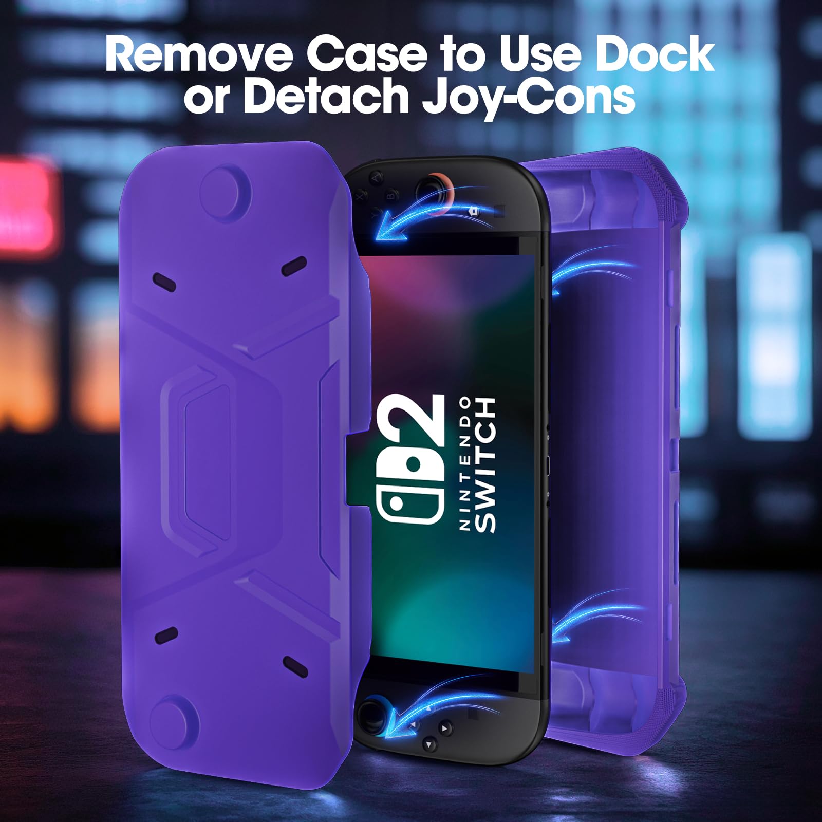 ProCase Étui de Protection pour Nintendo Switch 2 2025, Coque Avant Rigide en PC et Coque Arrière Souple avec Poignée Ergonomique pour la Nouvelle Nintendo Switch 2 7,9 Pouces 2025 -Violet