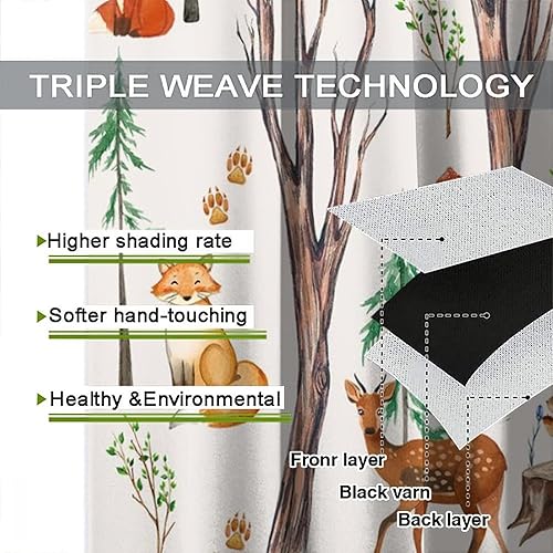 Miniatura 7 de SENRUEGT Cortinas de animales del bosque para niños, tratamientos de ventana de dibujos animados de acuarela, lindo animal floral niña pequeña,