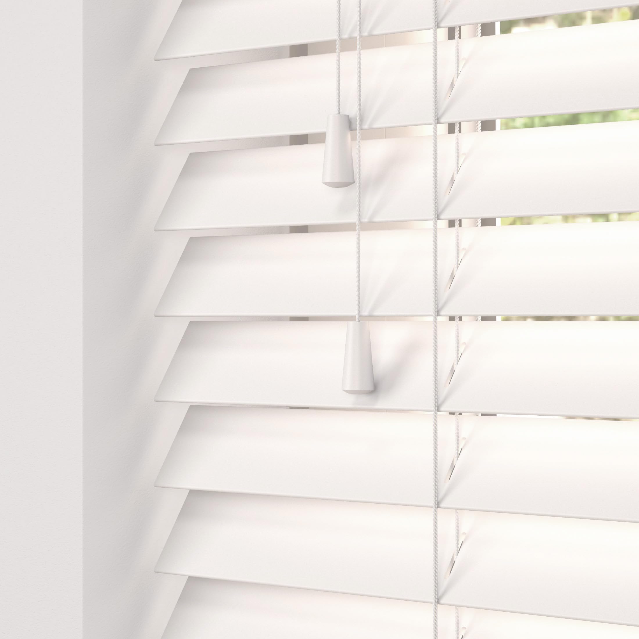 Hand Made To Measure FAUX WOOD Venetian Blinds - British Made - by HOMESMART BLINDS (Cotton White)
