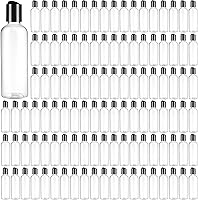 Roshtia 100 Pack 3.4oz Leakproof Travel Bottles with Disc Top Flip Caps - Clear TSA Compliant Toiletry Containers for Shampoo, Lotion, Bulk (Black Caps)