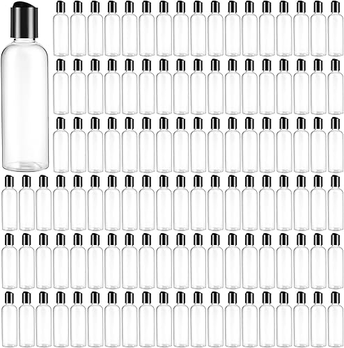 Roshtia 100 botellas de viaje de 3.4 onzas para artículos de tocador, recipientes de plástico transparente, tamaño de viaje, a prueba de fugas,
