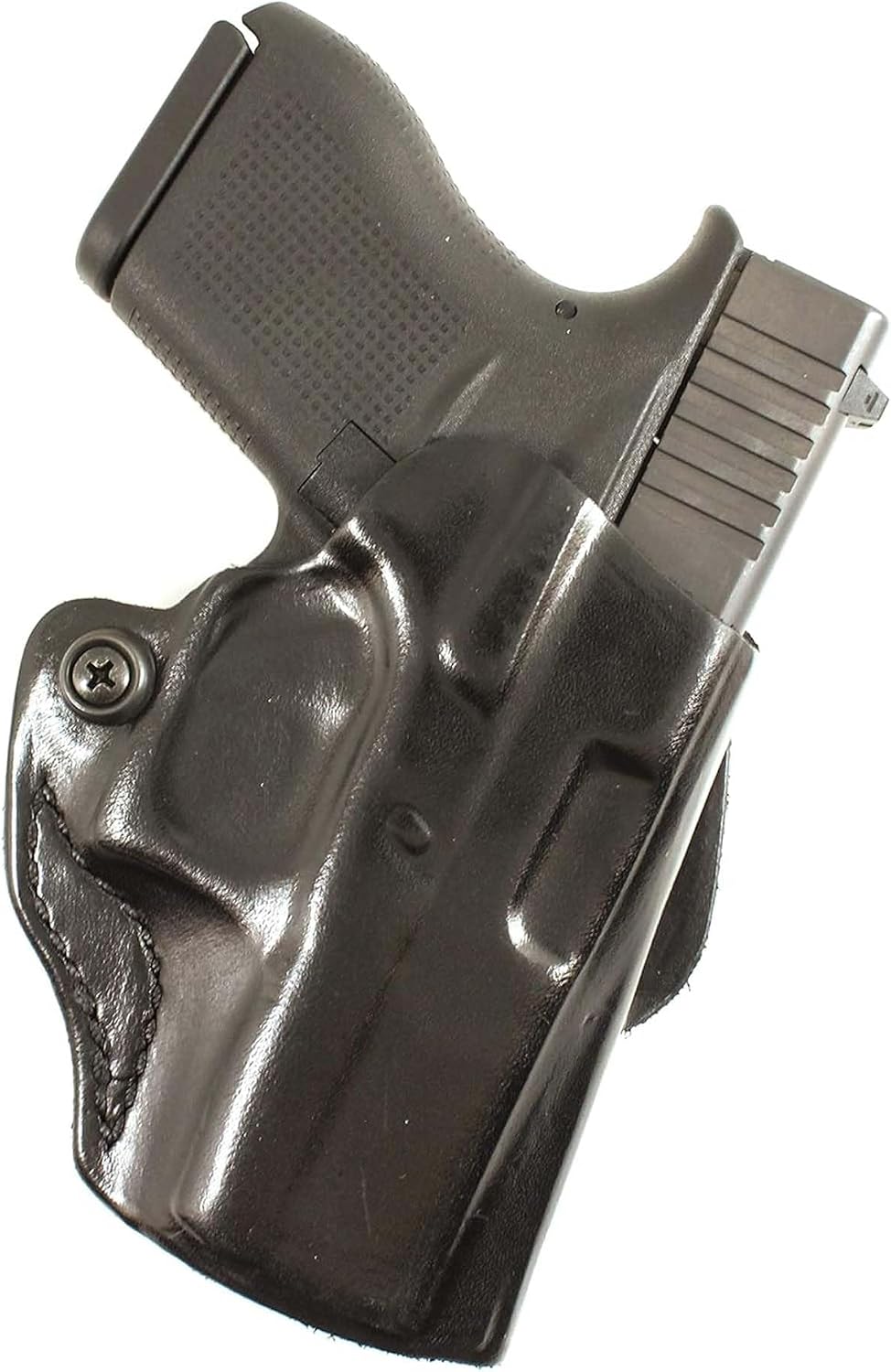 DeSantis Mini Scabbard OWB Gun Holster for Men and Women - Leather Adjustable Belt Holster for Pistols, Compatible with the Glock 43, Glock 43X - Left Hand Draw, Black