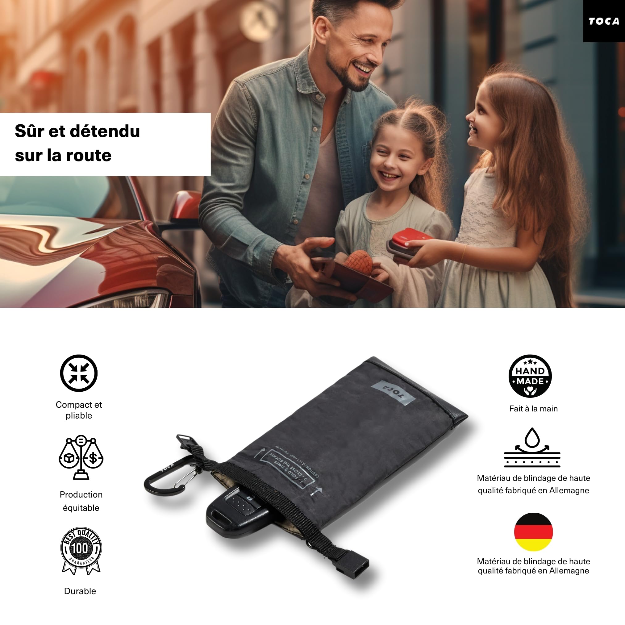 TOCA Pochette antivol clé Voiture, Boite et Cage Faraday, Blocage Signal WiFi/GSM/Bluetooth, Keyless Go, étui de Protection
